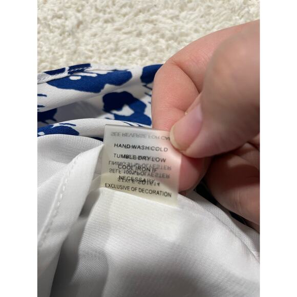 Sugar + Lips Womens Size M One Shoulder Ruffled V Neckline Mini Dress Blue White - Picture 7 of 9